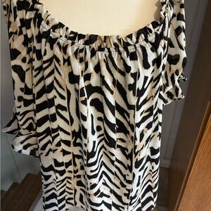 Animal print cold shoulder blouse